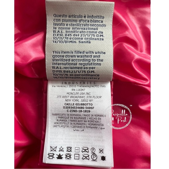 Moncler Hot Pink Velvet Quilted Down Puffer Jacket Goose Down Puffer Coat - Picture 15 of 16